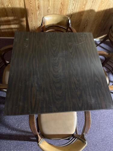 Square 36" Woodgrain Laminate Dining Table with 4 Beige Upholstered Chairs - 2