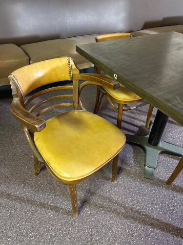 Square 36" Woodgrain Laminate Dining Table with 4 Beige Upholstered Chairs - 3