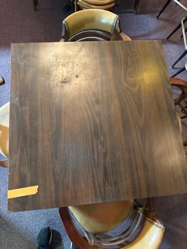 Square 36" Woodgrain Laminate Dining Table with 4 Beige Upholstered Chairs - 4