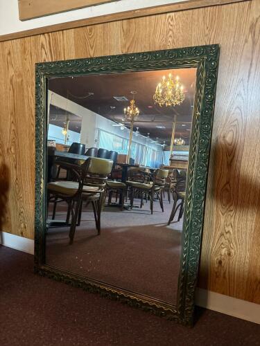 Wilshire Accessories Ornate Wall Mirror, 46"x36", Green and Gold Frame, Made in USA