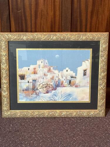 Pair of Framed Southwestern Pueblo and Quilt Art Prints, Ornate Gold Frames, 23x20&rdquo; - 2
