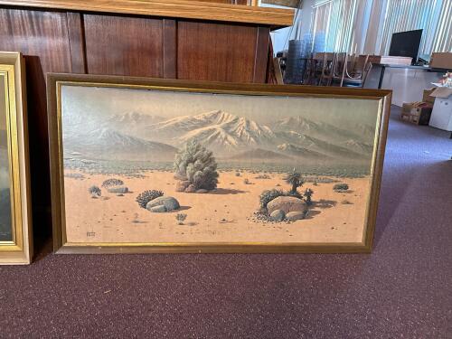 Framed Maurice Meyer Desert Landscape Oil Painting & Garcia Signed Seascape Sunset - 5