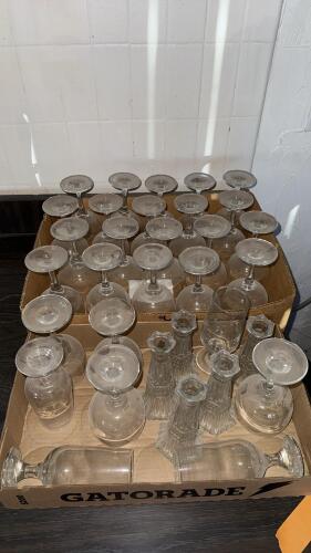 Bulk Lot of 27 Clear Glasses: 22 Wine Glasses, 4 Candlestick Holders, 1 Tumbler, Classic Style - 3