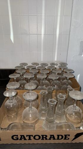 Bulk Lot of 27 Clear Glasses: 22 Wine Glasses, 4 Candlestick Holders, 1 Tumbler, Classic Style - 4