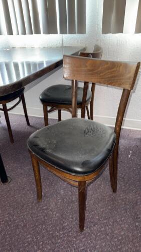 Commercial Rectangular Dining Table With 4 Wood & Black Vinyl Chairs - Restaurant Furniture Set - 4