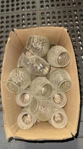 Lot of 13 Vintage Clear Embossed Glass Lamp Globes Beaded Edge Floral Pattern 4.5" Diameter