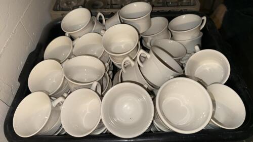Set of 32 White Porcelain Bouillon/Coffee Cups