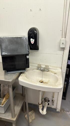 Commercial Wall-Mount Hand Sink Set w/ Faucet, Clean Force Soap, Bay West Towel Dispenser
