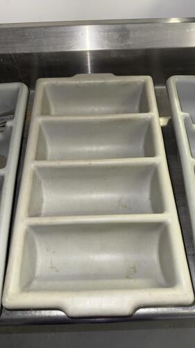 Commercial 4-Compartment Plastic Cutlery Trays and Spoons - 3