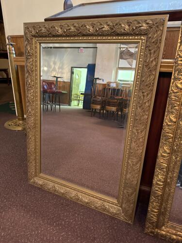 2 Large Ornate Gold Leaf Wall Mirrors, 44x32 Inches, Victorian Baroque Style, Flat Glass - 3