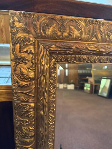 2 Large Ornate Gold Leaf Wall Mirrors, 44x32 Inches, Victorian Baroque Style, Flat Glass - 5