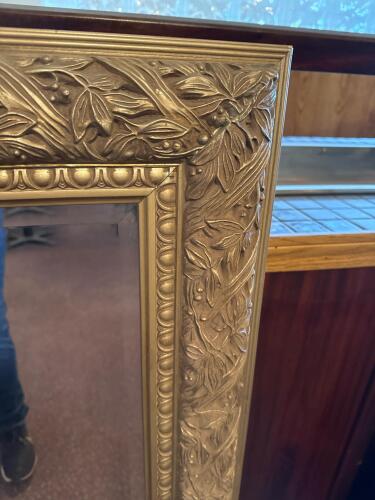 2 Large Ornate Gold Leaf Wall Mirrors, 44x32 Inches, Victorian Baroque Style, Flat Glass - 6