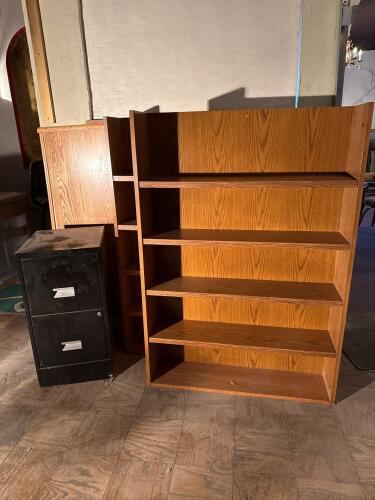 2-Drawer Black Steel Vertical File Cabinet + 2 Wooden Bookshelves