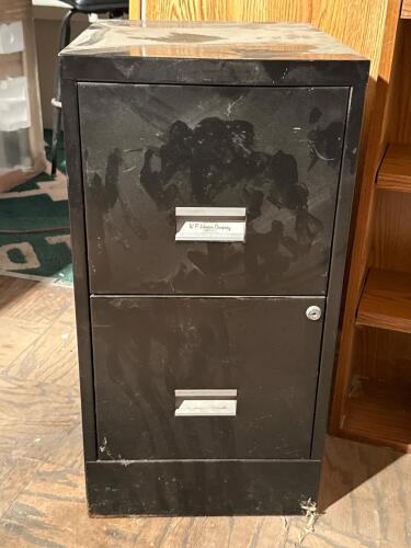 2-Drawer Black Steel Vertical File Cabinet + 2 Wooden Bookshelves - 3