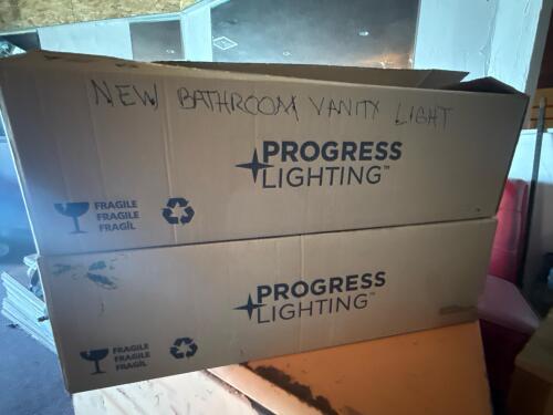 Two Progress Lighting P7211-09EB Bathroom Vanity Light Fixture, Brushed Nickel