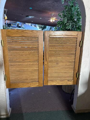 Saloon-Style Swinging Doors, Solid Wood, Louvered Panels