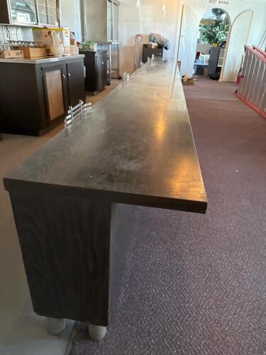 Commercial Bar Counter, 22' 8"ft Length, 12 Shelves, Dark Woodgrain Finish - 2