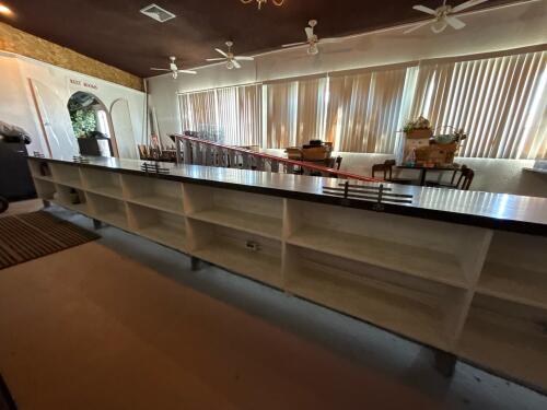 Commercial Bar Counter, 22' 8"ft Length, 12 Shelves, Dark Woodgrain Finish - 5