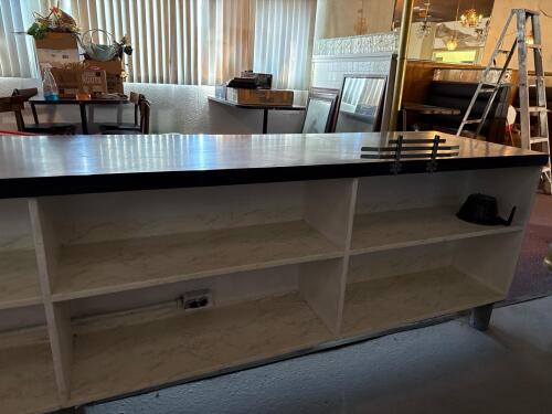 Commercial Bar Counter, 22' 8"ft Length, 12 Shelves, Dark Woodgrain Finish - 6