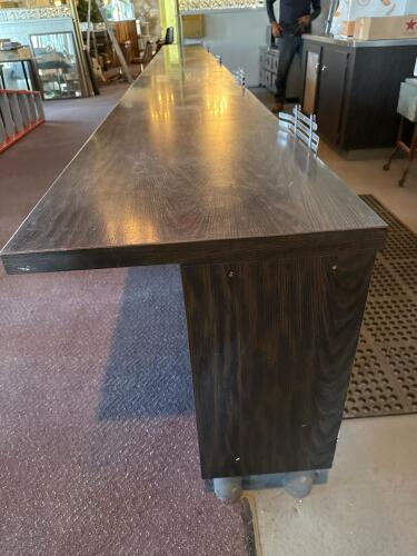 Commercial Bar Counter, 22' 8"ft Length, 12 Shelves, Dark Woodgrain Finish - 7