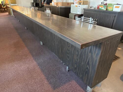 Commercial Bar Counter, 22' 8"ft Length, 12 Shelves, Dark Woodgrain Finish - 8