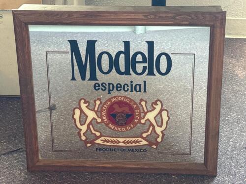 Modelo Especial Illuminated Bar Sign, Wood Frame, Mirrored Glass