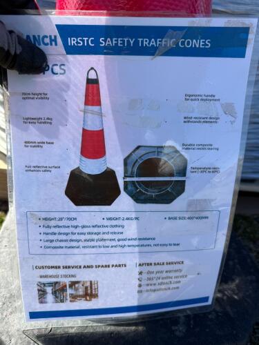 SDLANCH IRSTC 28" Reflective Safety Traffic Cones, Heavy Duty, Set of 10, Ergonomic Handle - 2