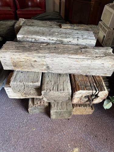 Reclaimed Railroad Tie Cut-Offs, Hardwood, Creosote Treated, Weathered Landscaping Timber