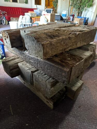Reclaimed Railroad Tie Cut-Offs, Hardwood, Creosote Treated, Weathered Landscaping Timber - 3