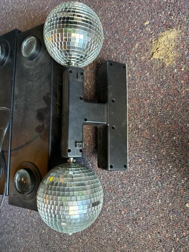 Dual Rotating 8" Disco Ball Party Light & Pair of DJ Floodlight Spotlights, Black Housing - 2