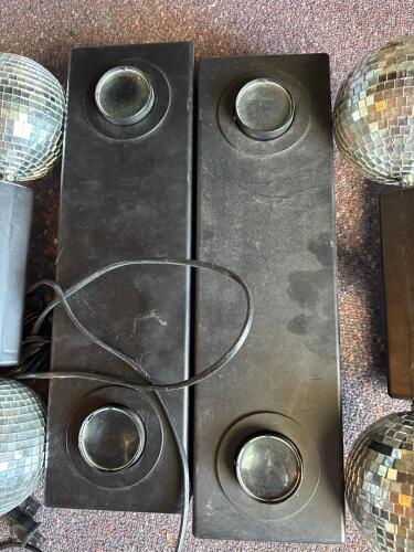 Dual Rotating 8" Disco Ball Party Light & Pair of DJ Floodlight Spotlights, Black Housing - 3