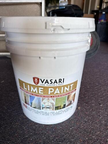 Vasari Lime Paint, 5 Gallon Bucket, Matte or Soft Sheen, Zero VOC, Interior/Exterior, Mineral Coating