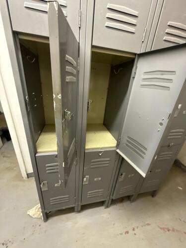 Industrial 6-Column Steel Locker, 12 Compartments, Gray, Padlock Latch, Numbered Doors - 2
