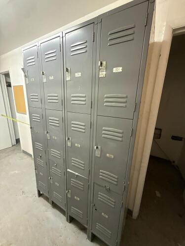 Industrial 6-Column Steel Locker, 12 Compartments, Gray, Padlock Latch, Numbered Doors - 3