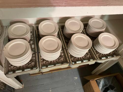 Lot of ~140 Commercial White Embossed 7" Ceramic Dinner Plates