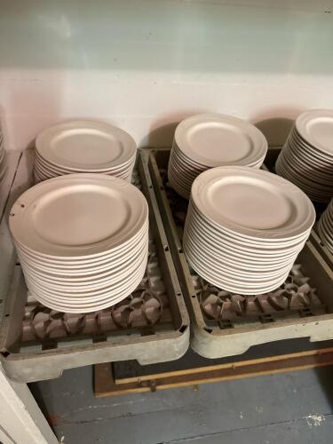 Lot of ~140 Commercial White Embossed 7" Ceramic Dinner Plates - 2