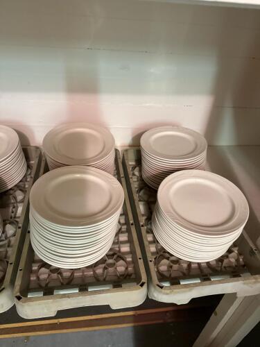 Lot of ~140 Commercial White Embossed 7" Ceramic Dinner Plates - 3