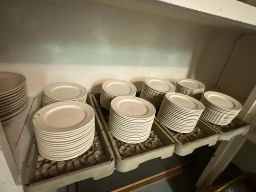Lot of ~140 Commercial White Embossed 7" Ceramic Dinner Plates - 4
