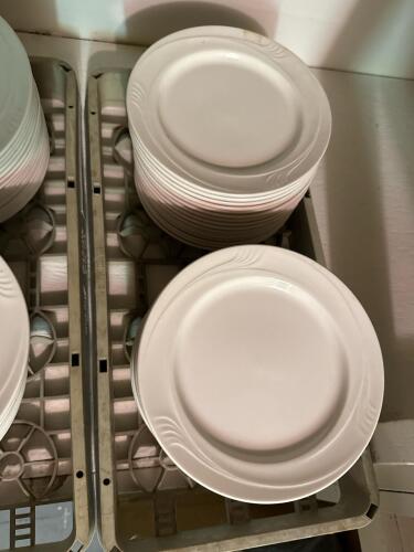 Lot of ~140 Commercial White Embossed 7" Ceramic Dinner Plates - 5