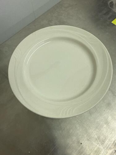 Lot of ~140 Commercial White Embossed 7" Ceramic Dinner Plates - 7