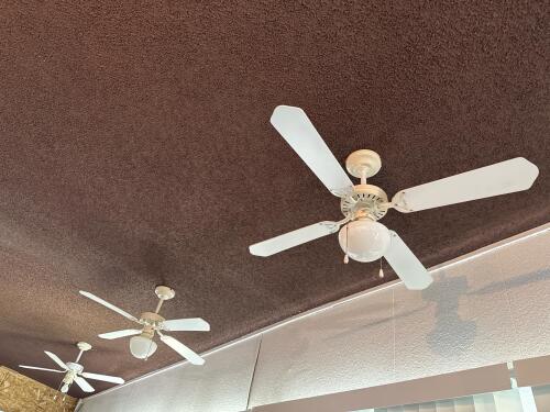 Three White 4-Blade 42-Inch Ceiling Fan with Light Kit, Pull Chain Control, Downrod Mount