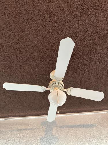 Three White 4-Blade 42-Inch Ceiling Fan with Light Kit, Pull Chain Control, Downrod Mount - 2