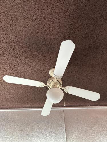 Three White 4-Blade 42-Inch Ceiling Fan with Light Kit, Pull Chain Control, Downrod Mount - 3