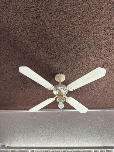 Three White 4-Blade 42-Inch Ceiling Fan with Light Kit, Pull Chain Control, Downrod Mount - 4
