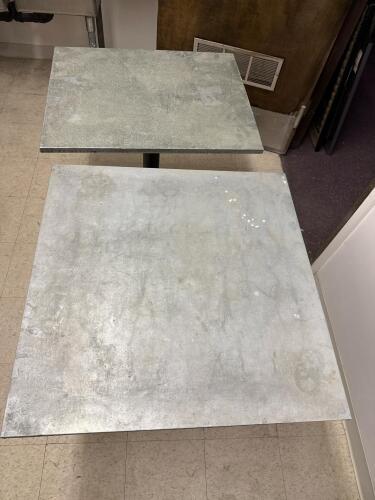Two Metal Covered Restaurant Tables with X-Base - 2