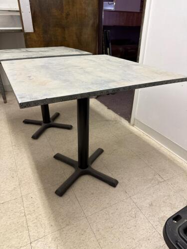 Two Metal Covered Restaurant Tables with X-Base - 3