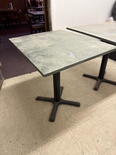 Two Metal Covered Restaurant Tables with X-Base - 4