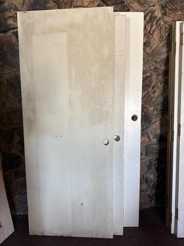 3 White Interior Hollow Core Flush Doors, Pre-Drilled for Handle, Approx. 80"x30"