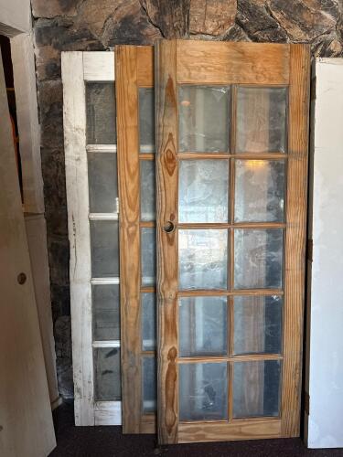 3 Classic Wooden French Doors, 10-Lite Glass Panels, Vintage Style