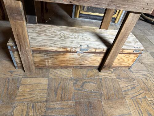 Sunbeam Countertop Microwave & Rustic Wooden Workbench & Wood Storage Box - 2